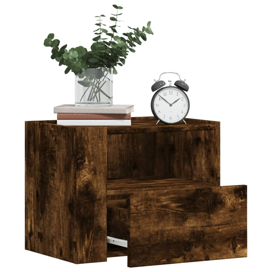 Nachtkastjes 2 st wandgemonteerd 45x30x35 cm gerookt eikenkleur