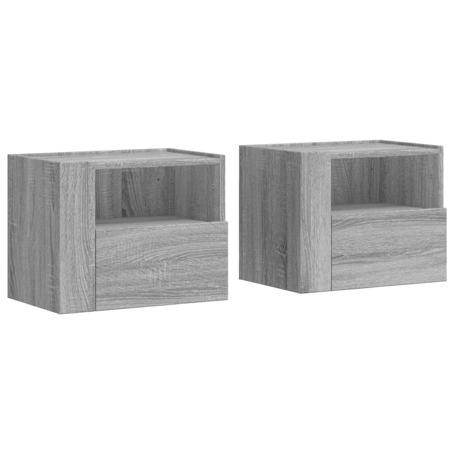 Nachtkastjes 2 st wandgemonteerd 45x30x35 cm grijs sonoma eiken