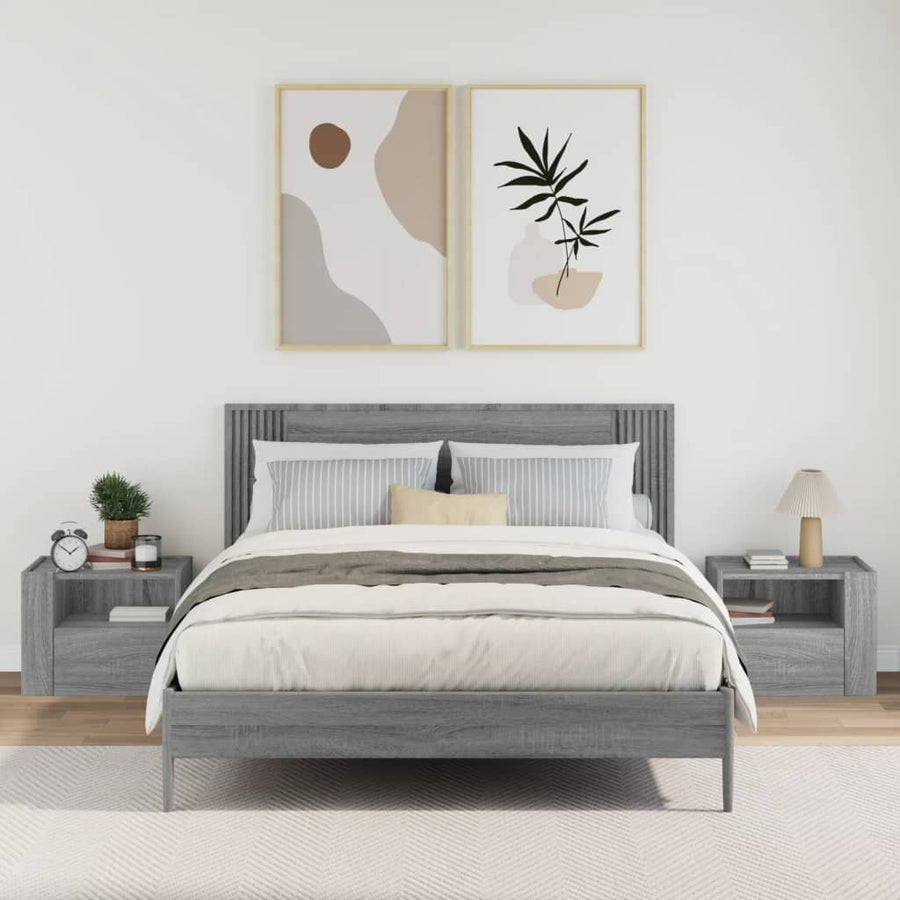 Nachtkastjes 2 st wandgemonteerd 45x30x35 cm grijs sonoma eiken
