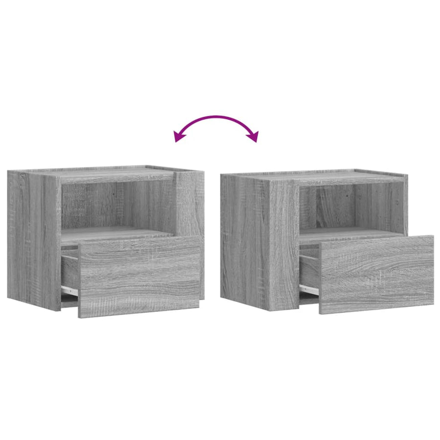Nachtkastjes 2 st wandgemonteerd 45x30x35 cm grijs sonoma eiken