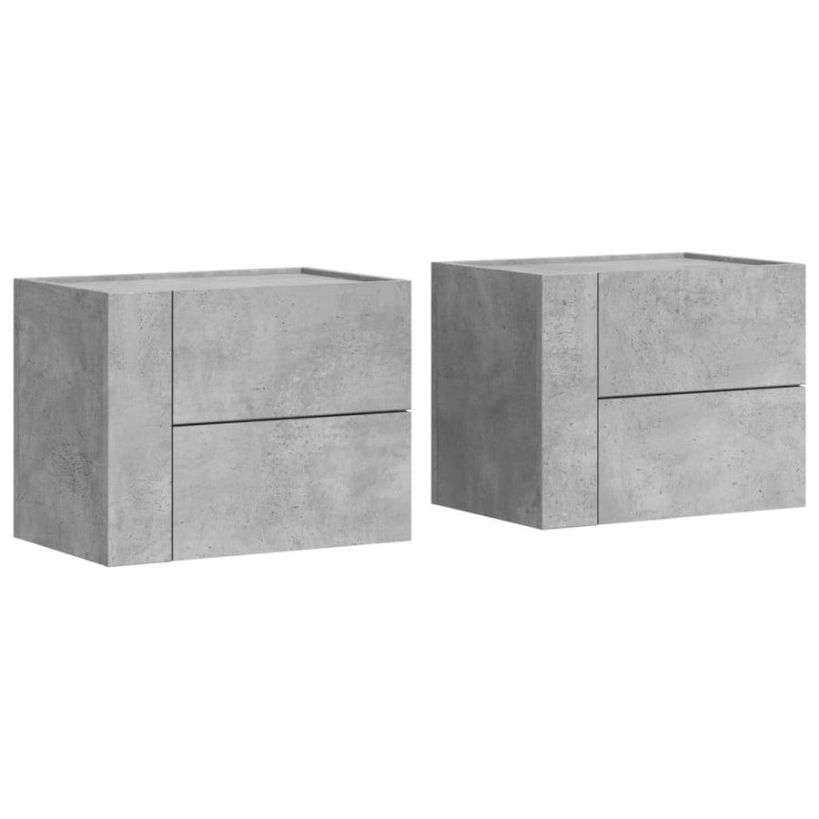 Nachtkastjes 2 st wandgemonteerd 45x30x35 cm betongrijs