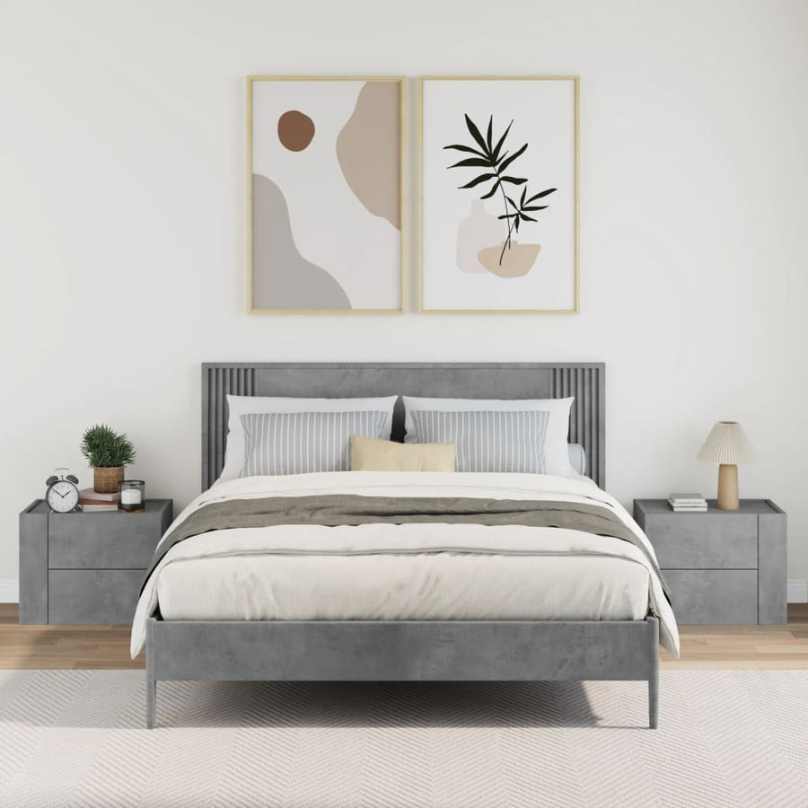 Nachtkastjes 2 st wandgemonteerd 45x30x35 cm betongrijs
