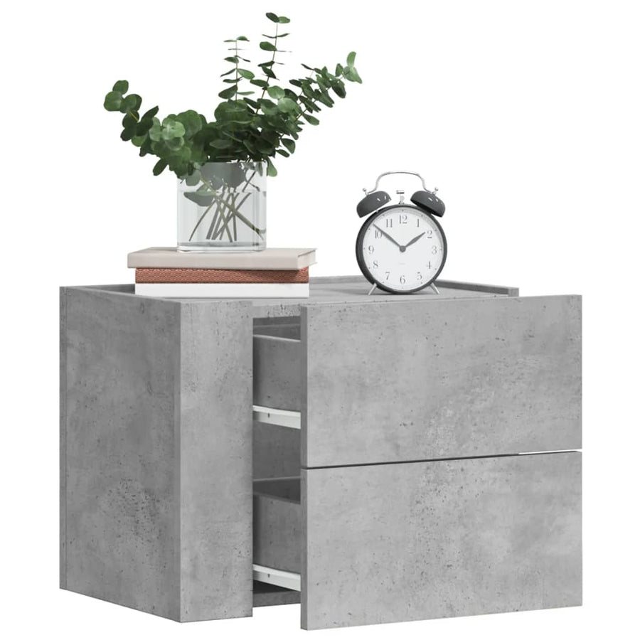 Nachtkastjes 2 st wandgemonteerd 45x30x35 cm betongrijs