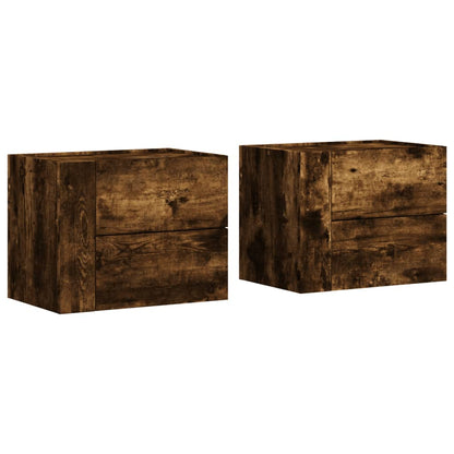 Nachtkastjes 2 st wandgemonteerd 45x30x35 cm gerookt eikenkleur
