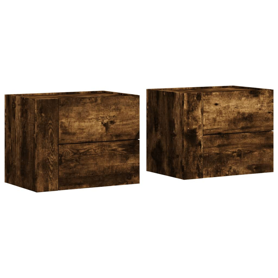Nachtkastjes 2 st wandgemonteerd 45x30x35 cm gerookt eikenkleur
