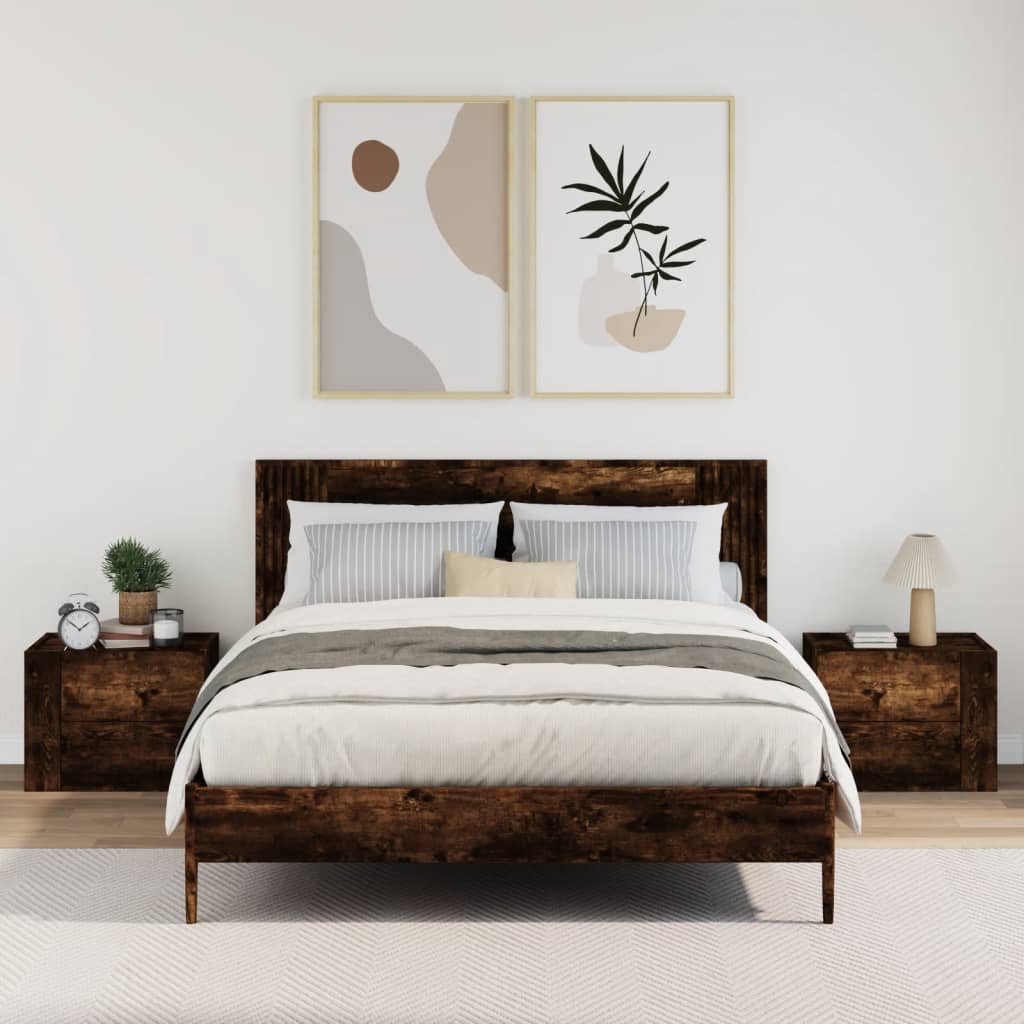 Nachtkastjes 2 st wandgemonteerd 45x30x35 cm gerookt eikenkleur