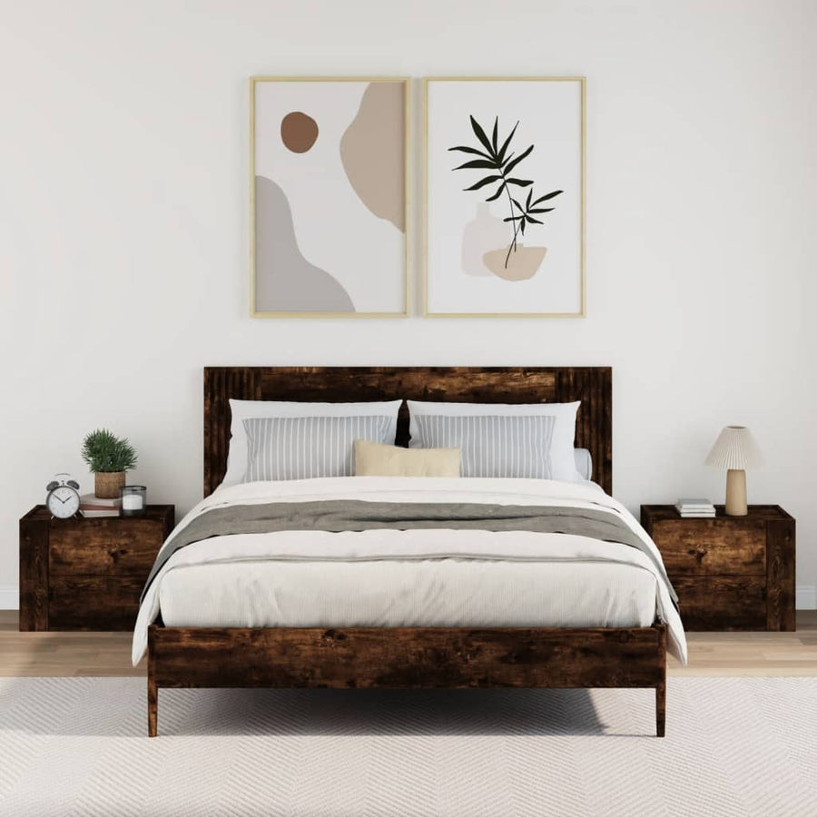 Nachtkastjes 2 st wandgemonteerd 45x30x35 cm gerookt eikenkleur