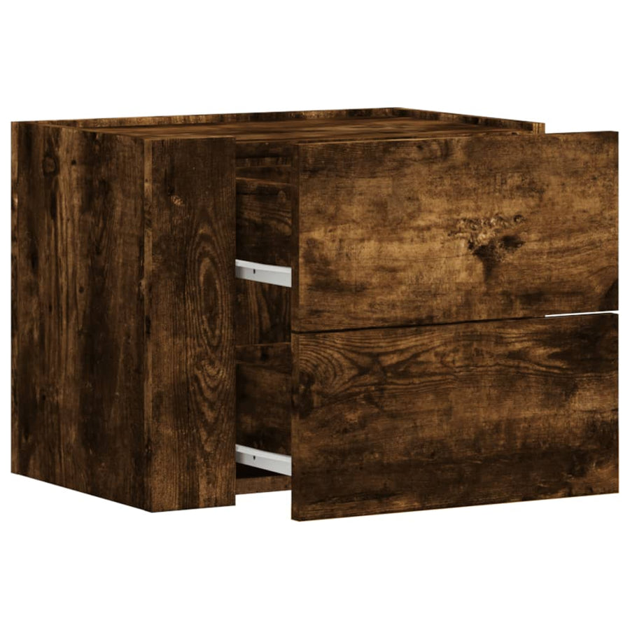 Nachtkastjes 2 st wandgemonteerd 45x30x35 cm gerookt eikenkleur