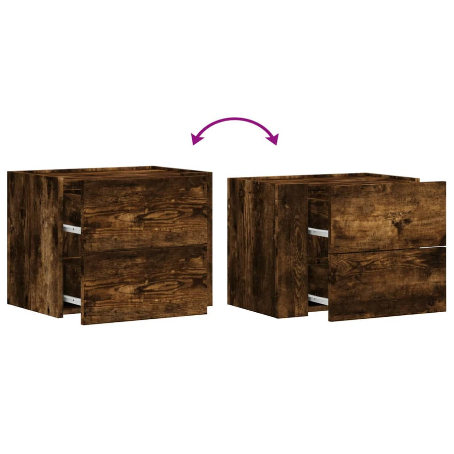 Nachtkastjes 2 st wandgemonteerd 45x30x35 cm gerookt eikenkleur