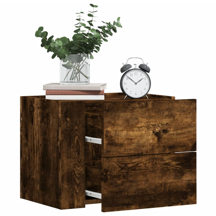 Nachtkastjes 2 st wandgemonteerd 45x30x35 cm gerookt eikenkleur
