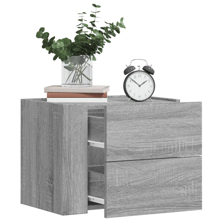 Nachtkastje wandgemonteerd 45x30x35 cm grijs sonoma eikenkleur