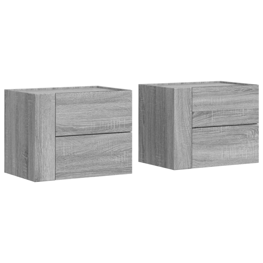 Nachtkastjes 2 st wandgemonteerd 45x30x35 cm grijs sonoma eiken