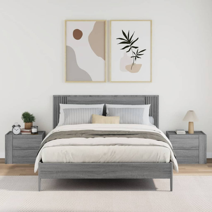 Nachtkastjes 2 st wandgemonteerd 45x30x35 cm grijs sonoma eiken