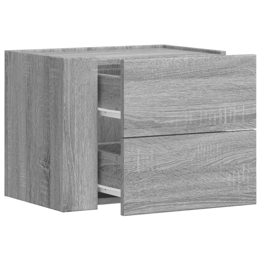 Nachtkastjes 2 st wandgemonteerd 45x30x35 cm grijs sonoma eiken