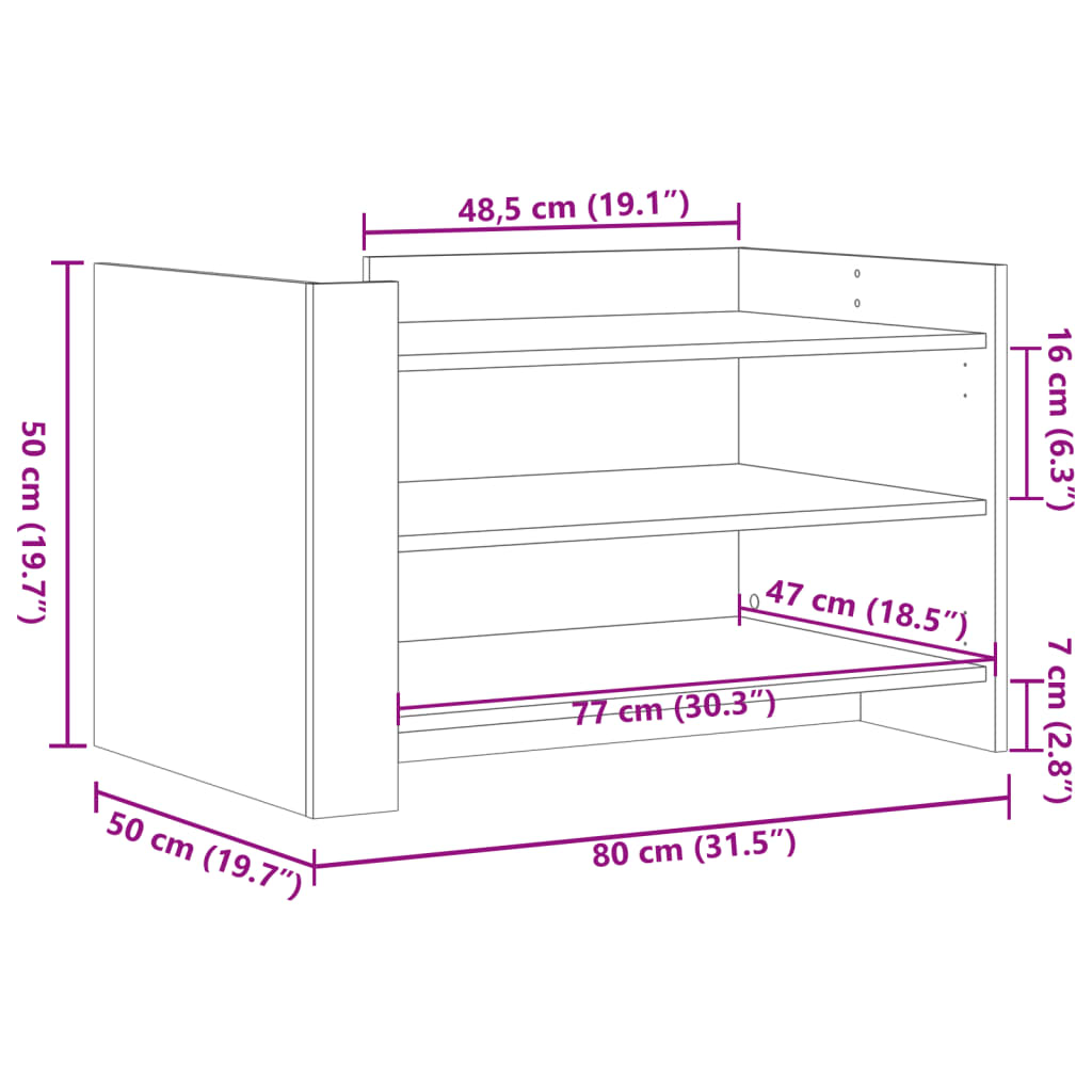 Salontafel 80x50x50 cm bewerkt hout wit