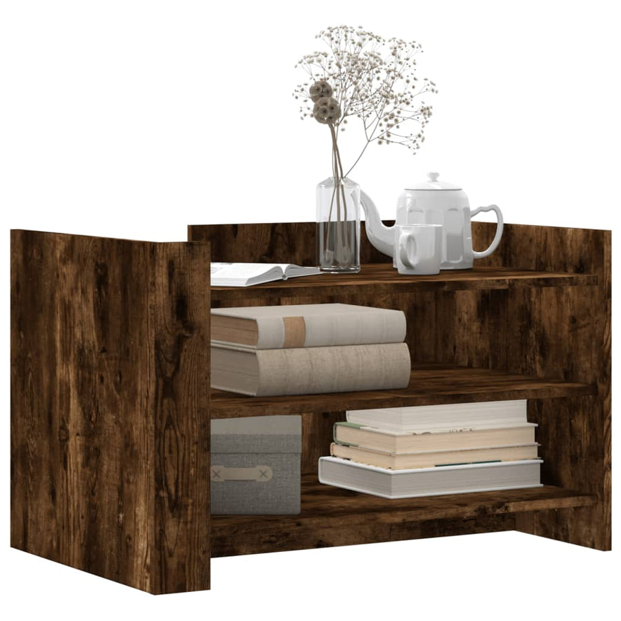 Salontafel 80x50x50 cm bewerkt hout gerookt eikenkleurig