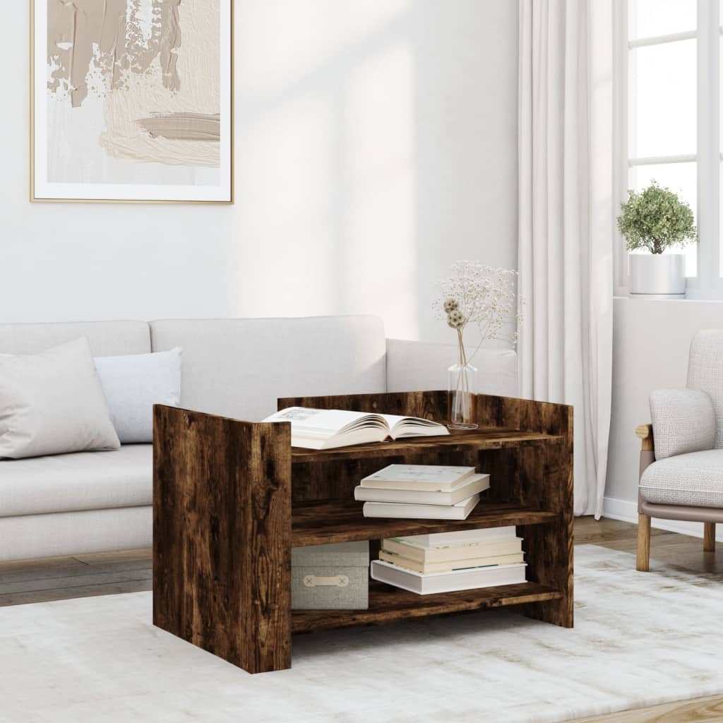 Salontafel 80x50x50 cm bewerkt hout gerookt eikenkleurig