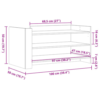Salontafel 100x50x50 cm bewerkt hout gerookt eikenkleurig