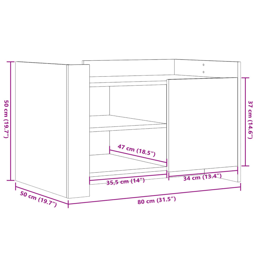 Salontafel 80x50x50 cm bewerkt hout sonoma eikenkleurig