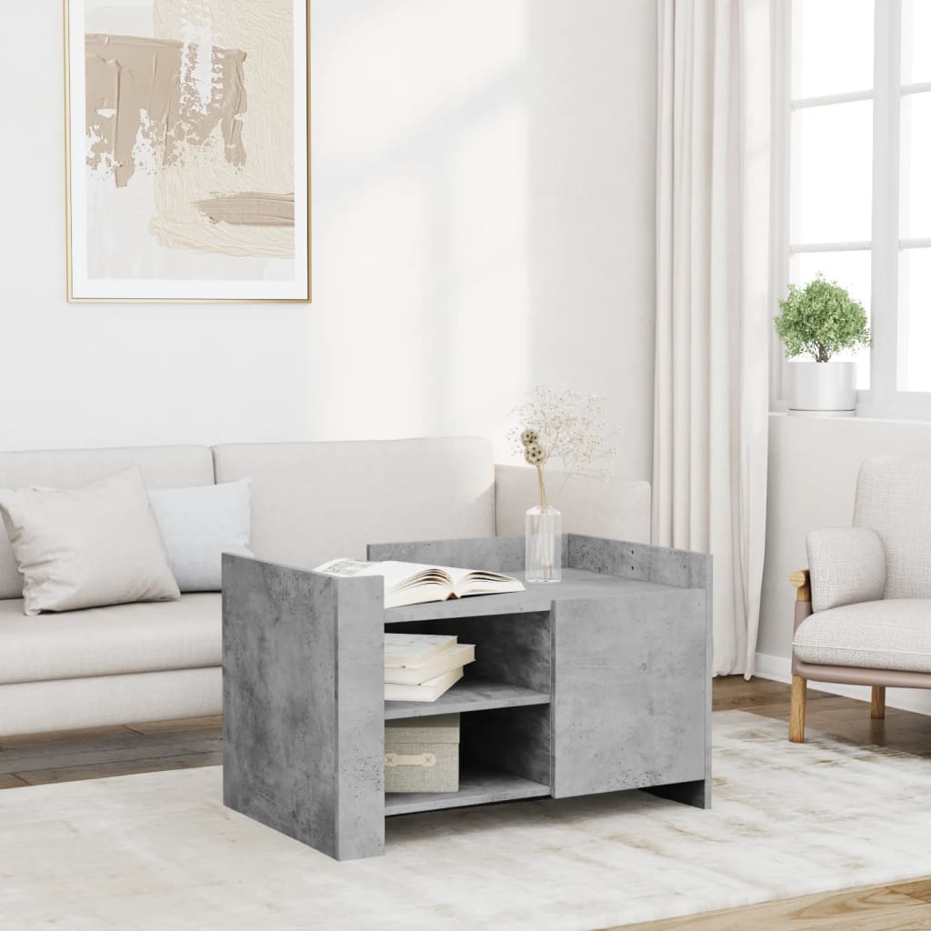 Salontafel 80x50x50 cm bewerkt hout betongrijs