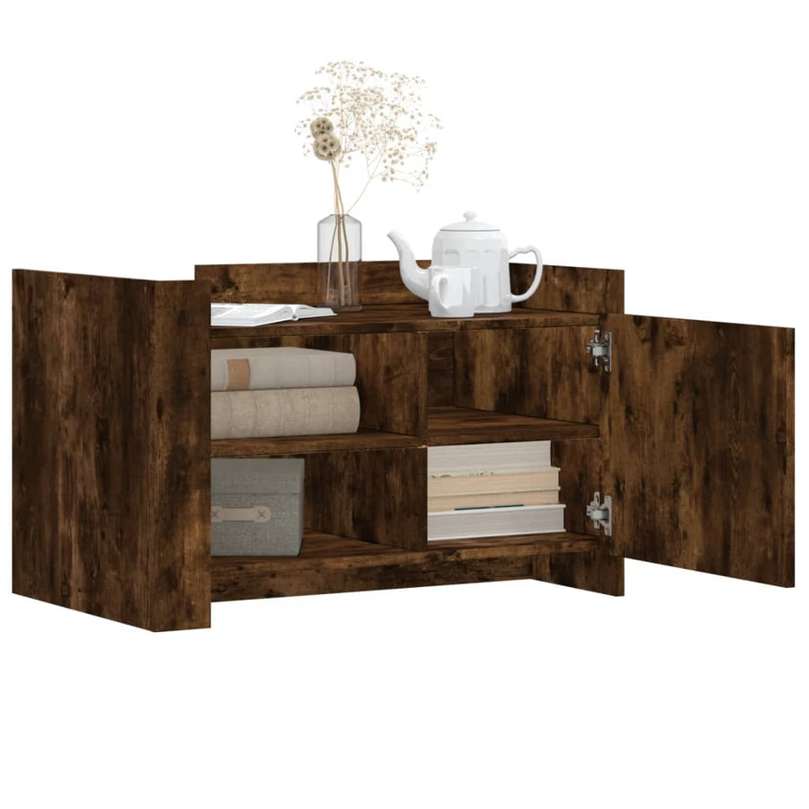 Salontafel 80x50x50 cm bewerkt hout gerookt eikenkleurig
