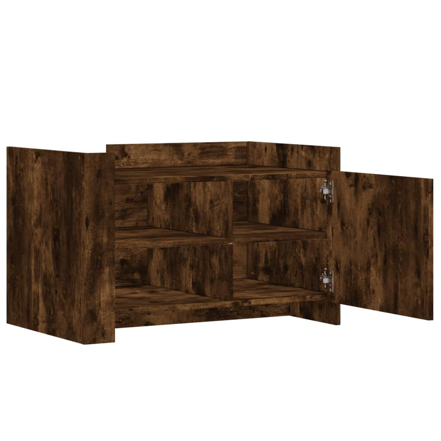 Salontafel 80x50x50 cm bewerkt hout gerookt eikenkleurig
