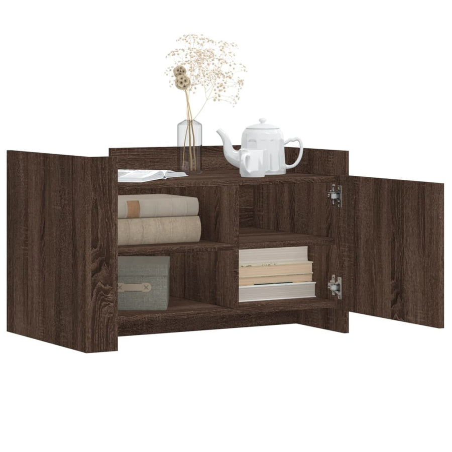 Salontafel 80x50x50 cm bewerkt hout bruin eikenkleur