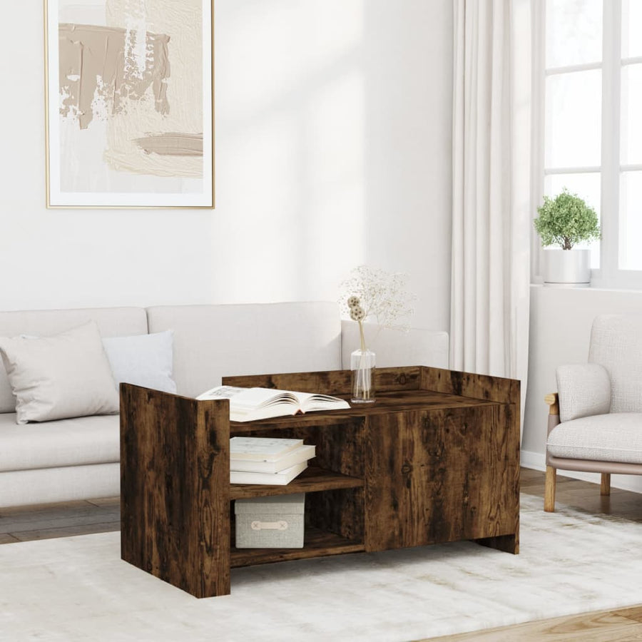 Salontafel 100x50x50 cm bewerkt hout gerookt eikenkleurig