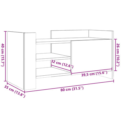 Tv-meubel 80x35x40 cm bewerkt hout wit