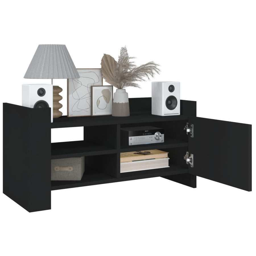 Tv-meubel 80x35x40 cm bewerkt hout zwart