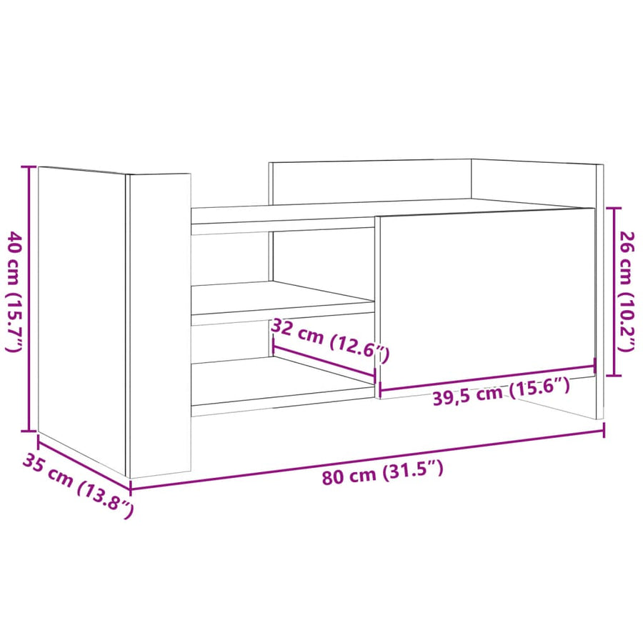 Tv-meubel 80x35x40 cm bewerkt hout grijs sonoma eikenkleurig