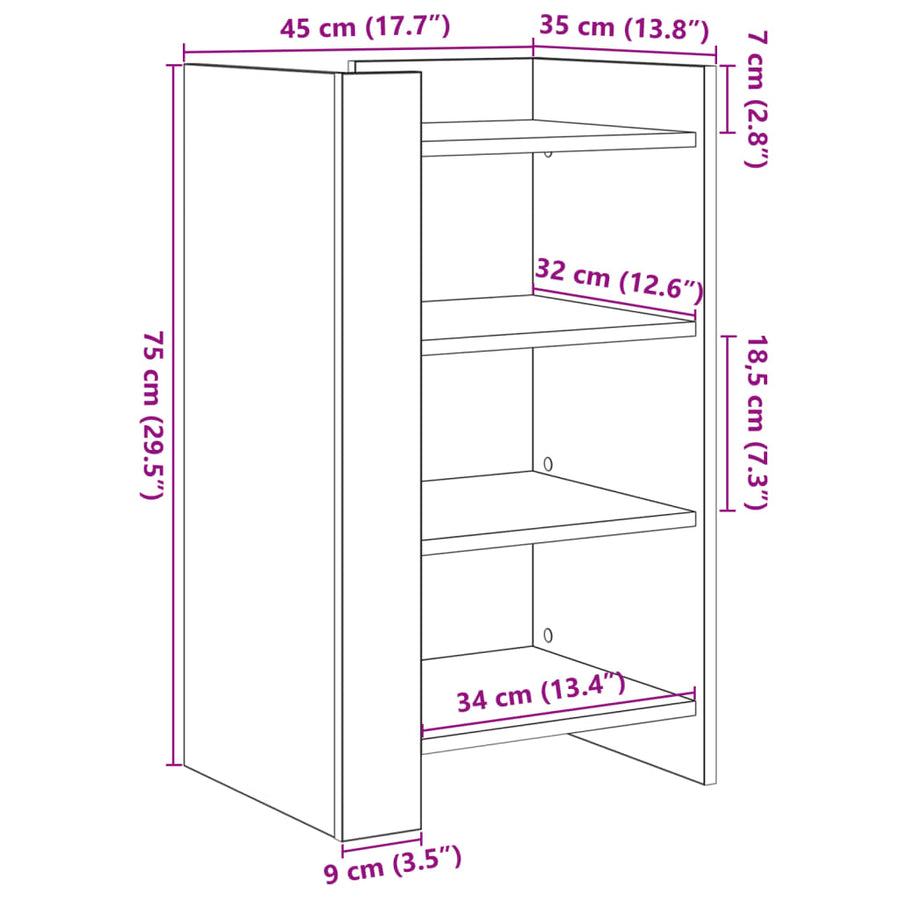 Dressoir 45x35x75 cm bewerkt hout wit