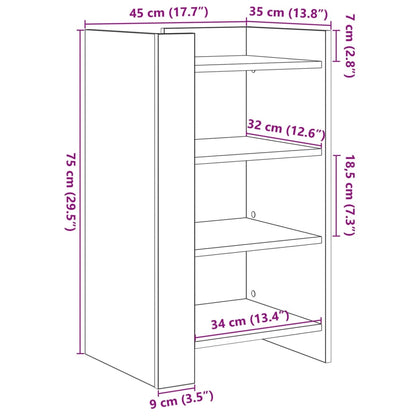 Dressoir 45x35x75 cm bewerkt hout gerookt eiken