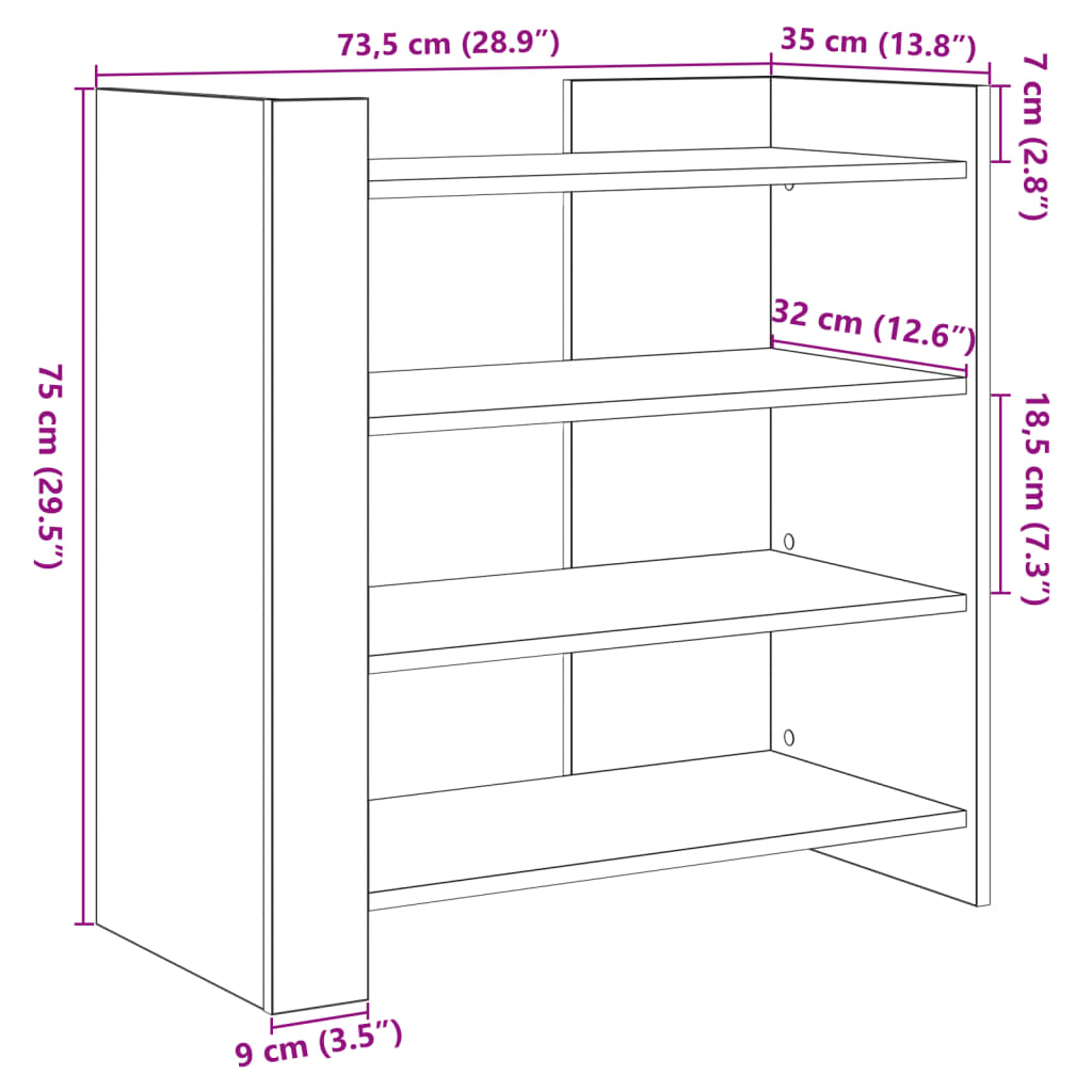 Dressoir 73,5x35x75 cm bewerkt hout zwart