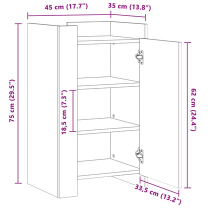 Dressoir 45x35x75 cm bewerkt hout wit