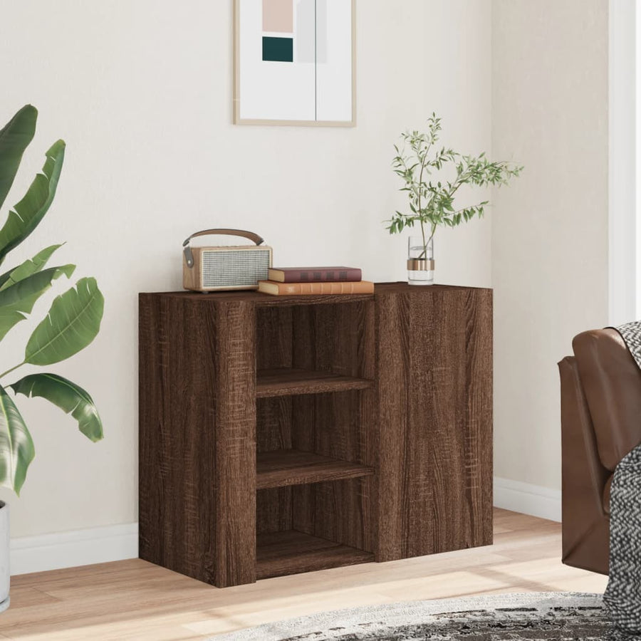 Wandkast 75x35x60 cm bewerkt hout bruin eikenkleurig