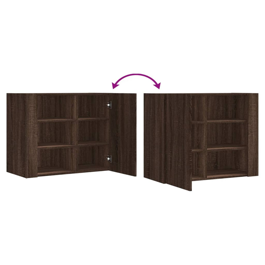 Wandkast 75x35x60 cm bewerkt hout bruin eikenkleurig