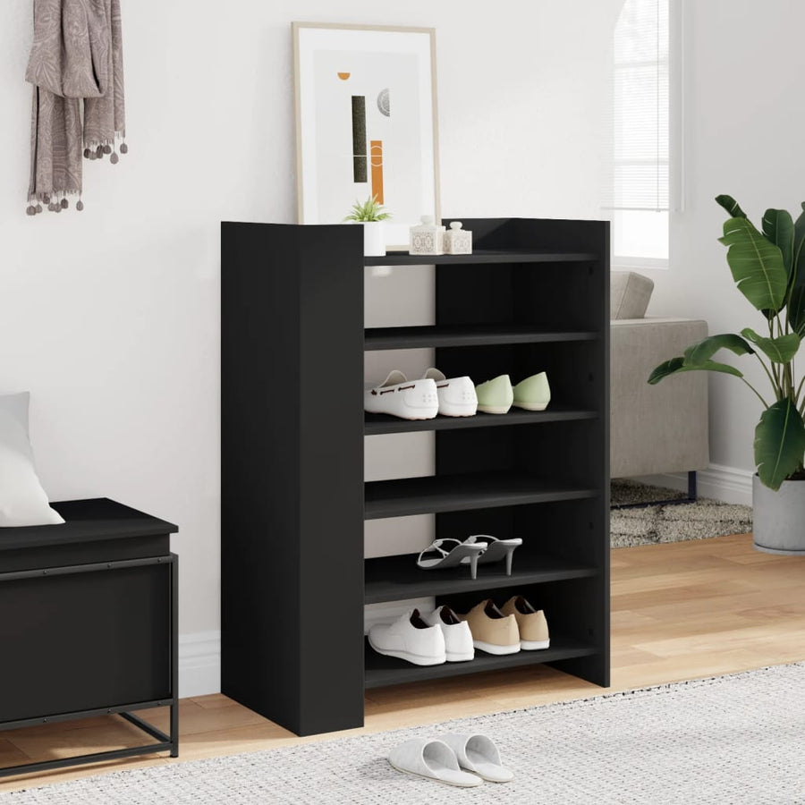 Schoenenkast 74,5x37,5x100 cm bewerkt hout zwart