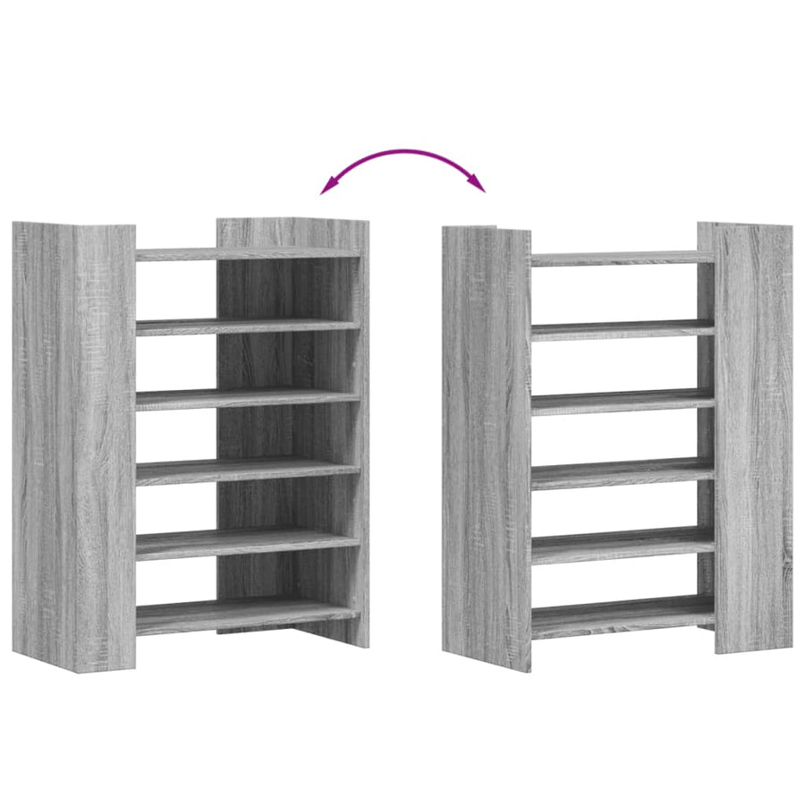 Schoenenkast 74,5x37,5x100 cm bewerkt hout grijs sonoma eiken