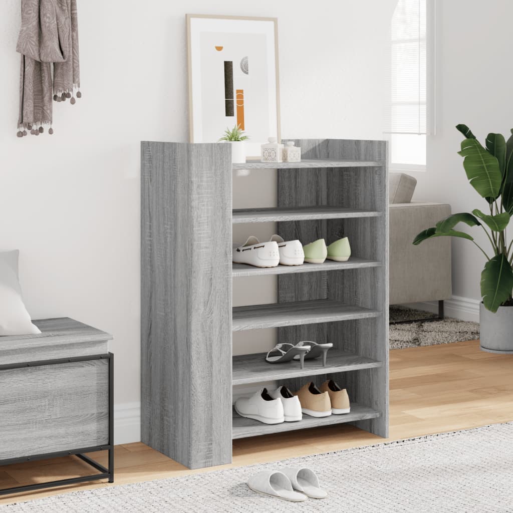 Schoenenkast 74,5x37,5x100 cm bewerkt hout grijs sonoma eiken