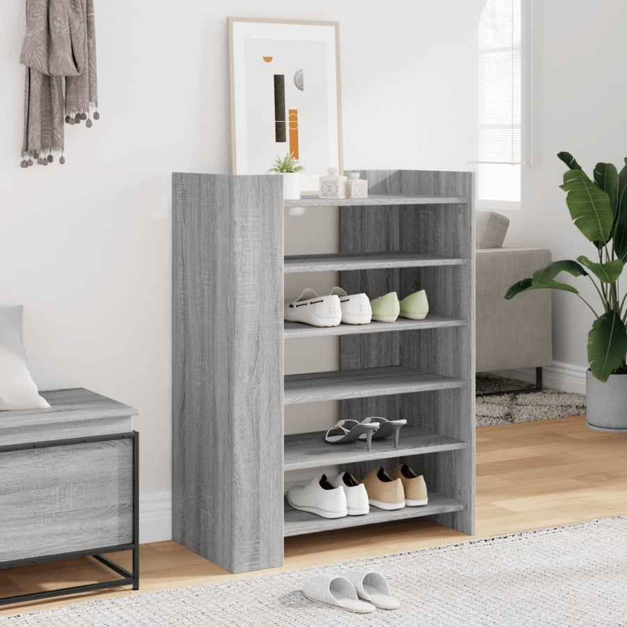 Schoenenkast 74,5x37,5x100 cm bewerkt hout grijs sonoma eiken