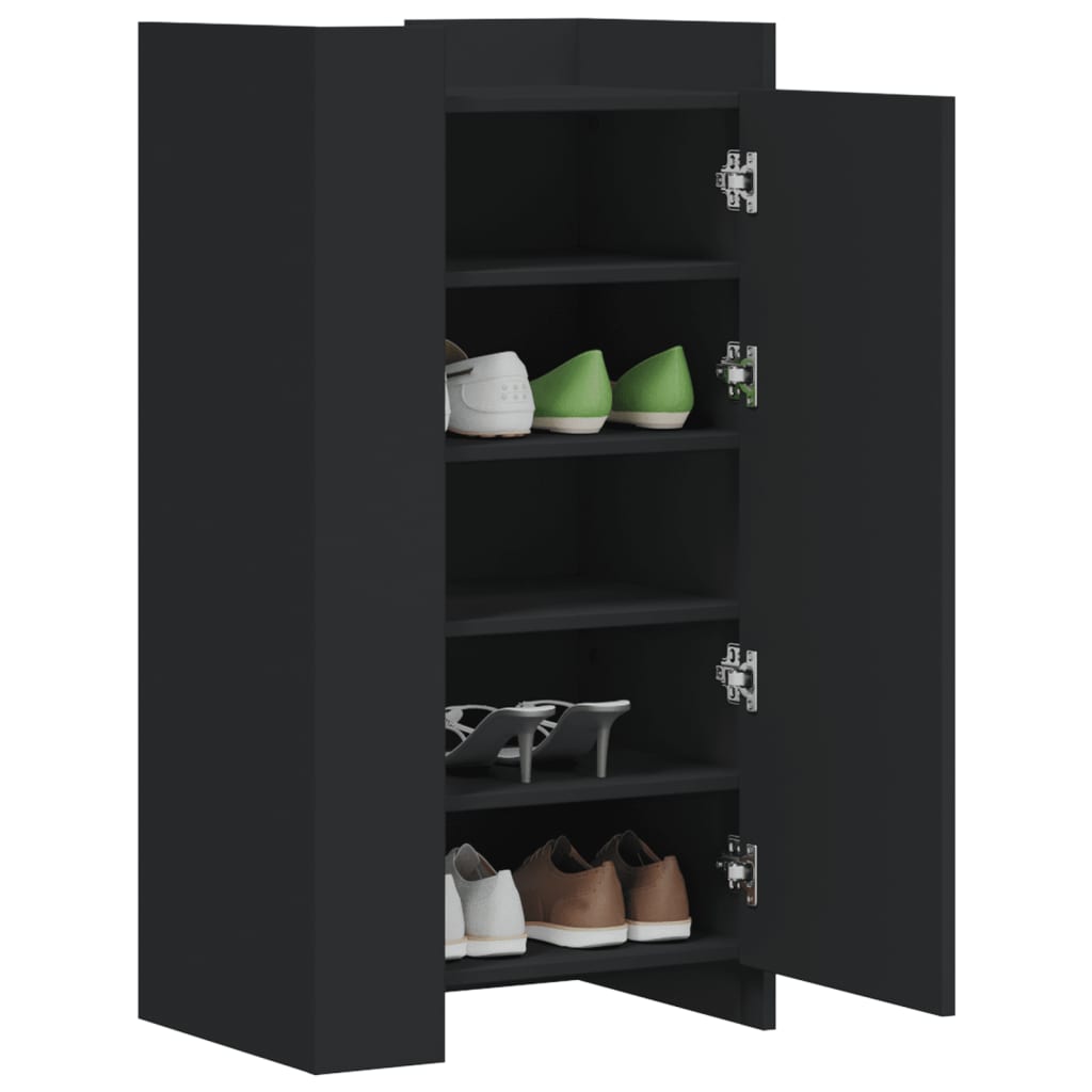 Schoenenkast 52x37,5x100 cm bewerkt hout zwart