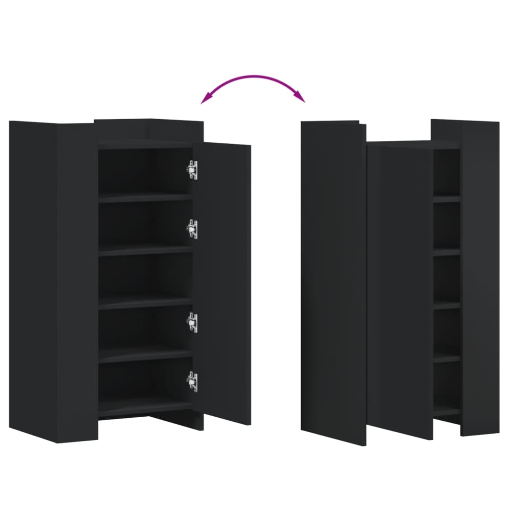 Schoenenkast 52x37,5x100 cm bewerkt hout zwart