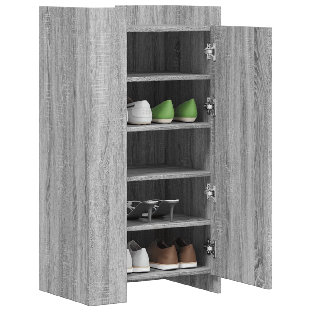 Schoenenkast 52x37,5x100 cm bewerkt hout grijs sonoma eiken