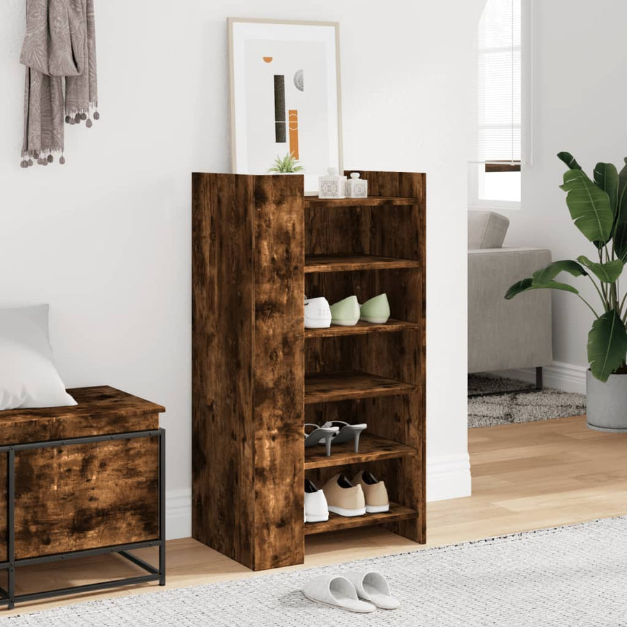 Schoenenkast 52x37,5x100 cm bewerkt hout gerookt eikenkleurig