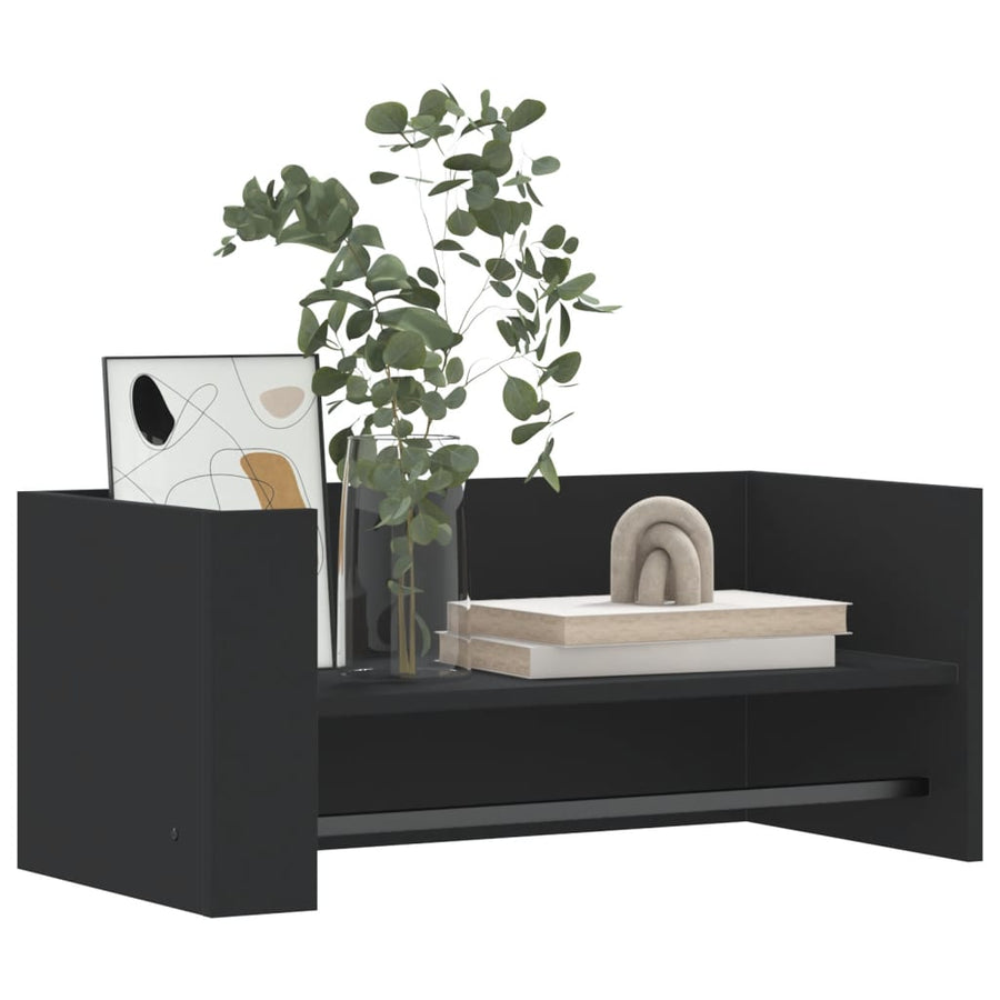 Wandschap 70,5x35x30,5 cm bewerkt hout zwart