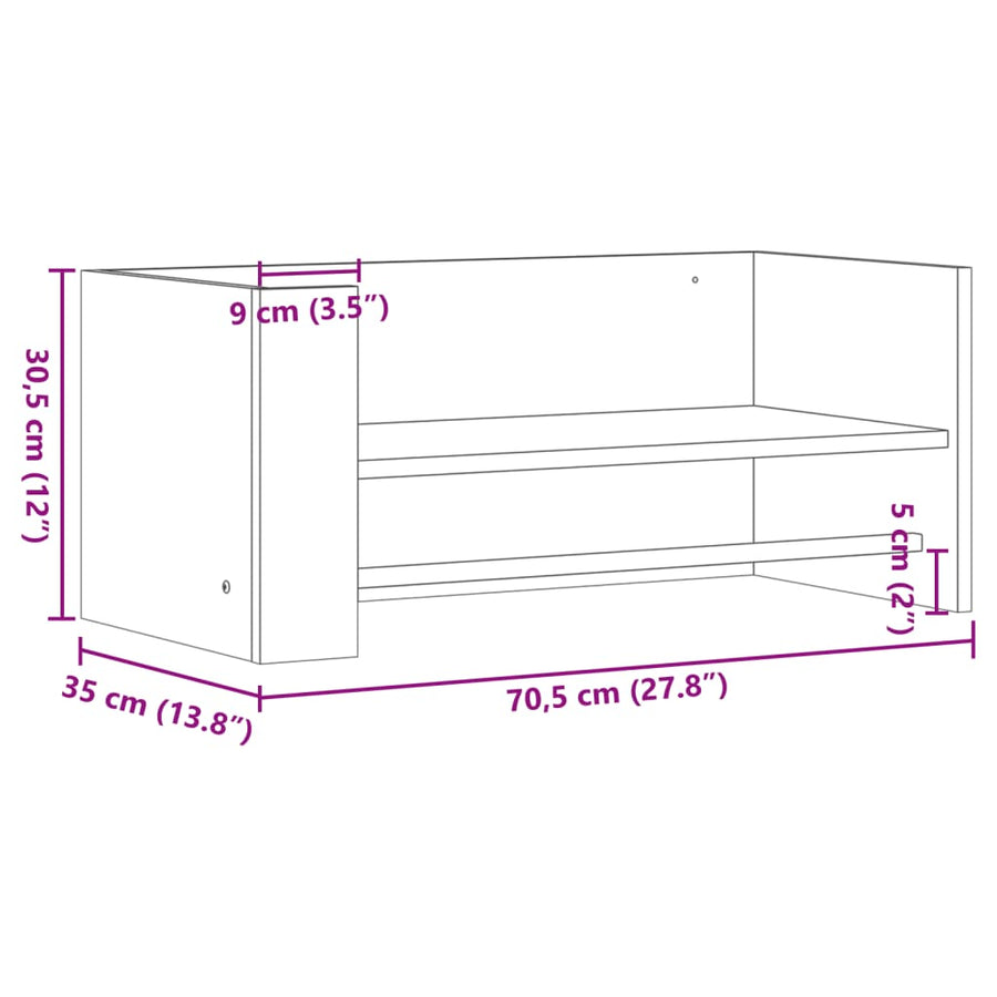 Wandschap 70,5x35x30,5 cm bewerkt hout sonoma eikenkleurig