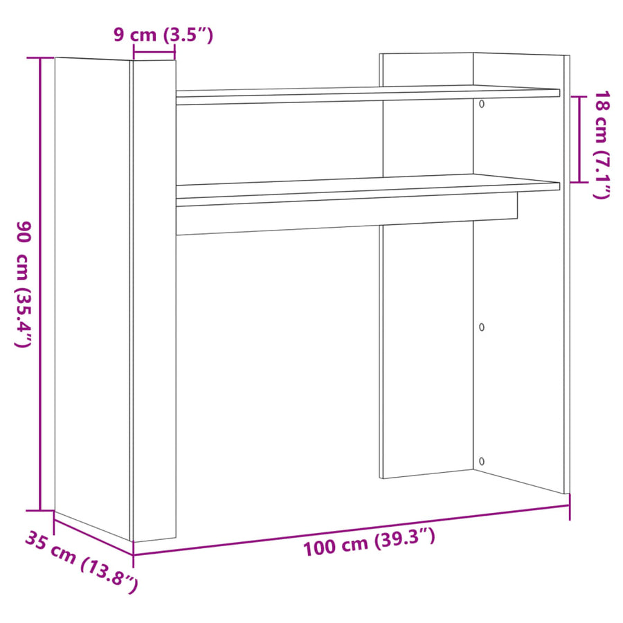 Wandtafel 100x35x90 cm bewerkt hout zwart