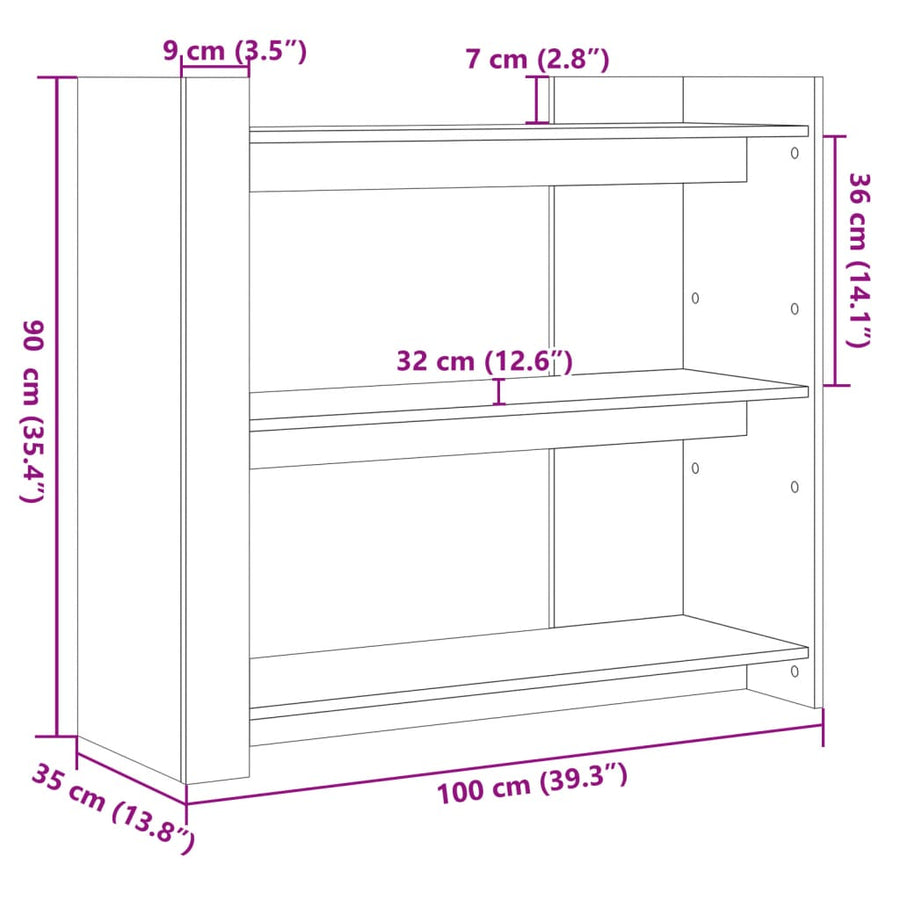 Wandtafel 100x35x90 cm bewerkt hout bruin eikenkleurig