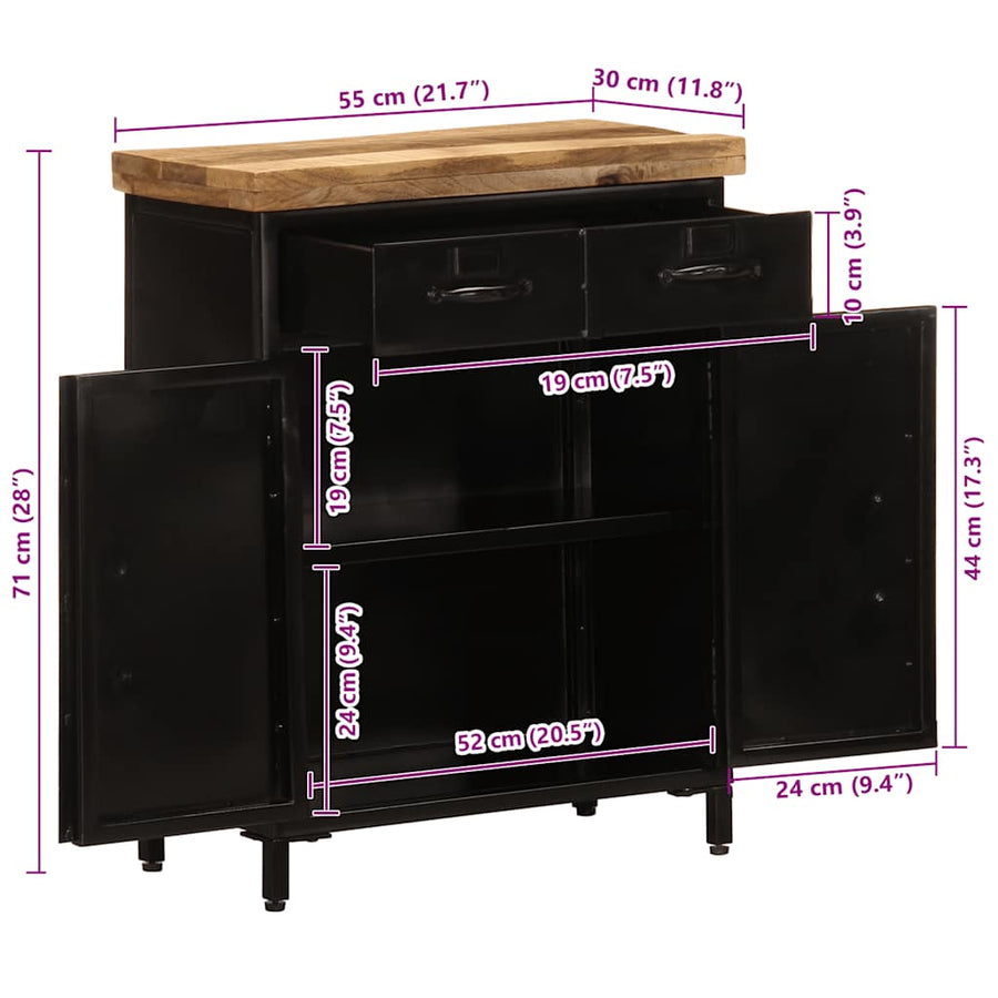 Dressoir 55x30x71 cm massief mangohout